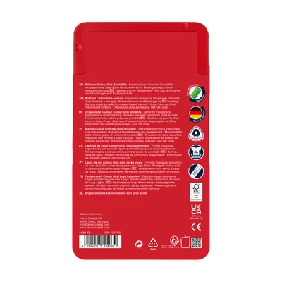 Faber-Castell Акварелни моливи Grip 2001, 12 цвята, в метална кутия
