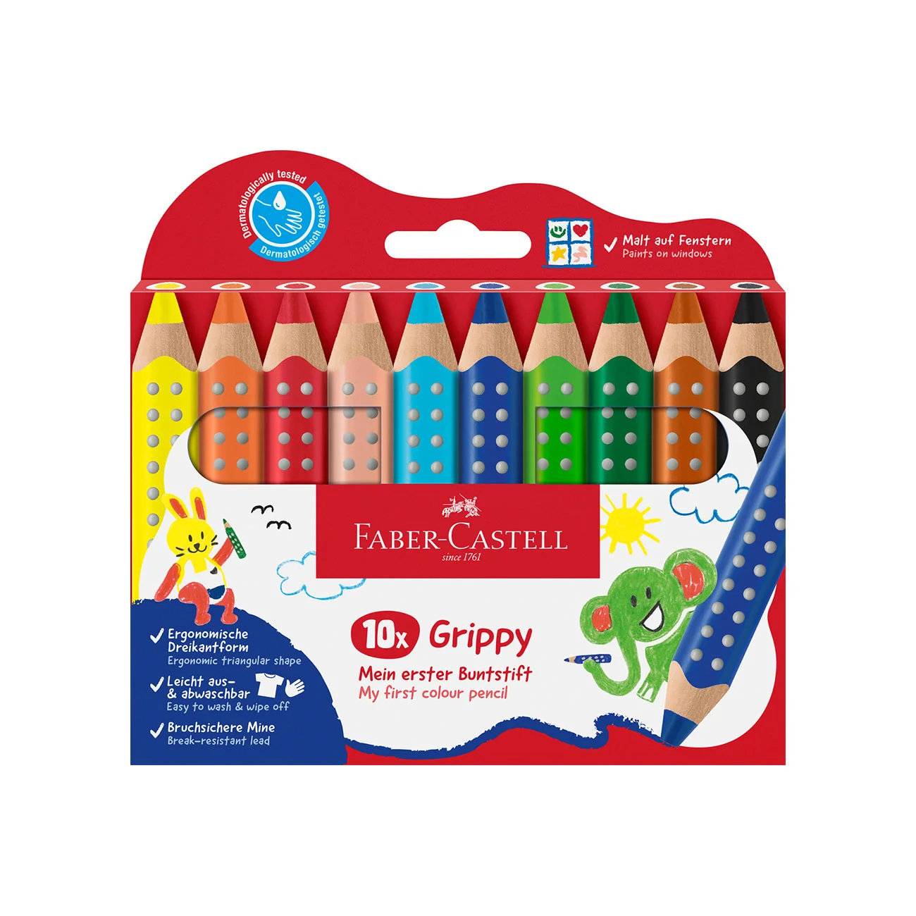 Faber-Castell Молив Grippy, 10 цвята