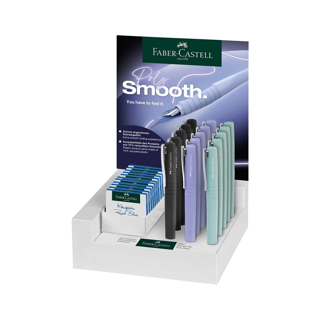 Faber-Castell Писалка Poly, M и F, 15 броя, с 10 патрончета