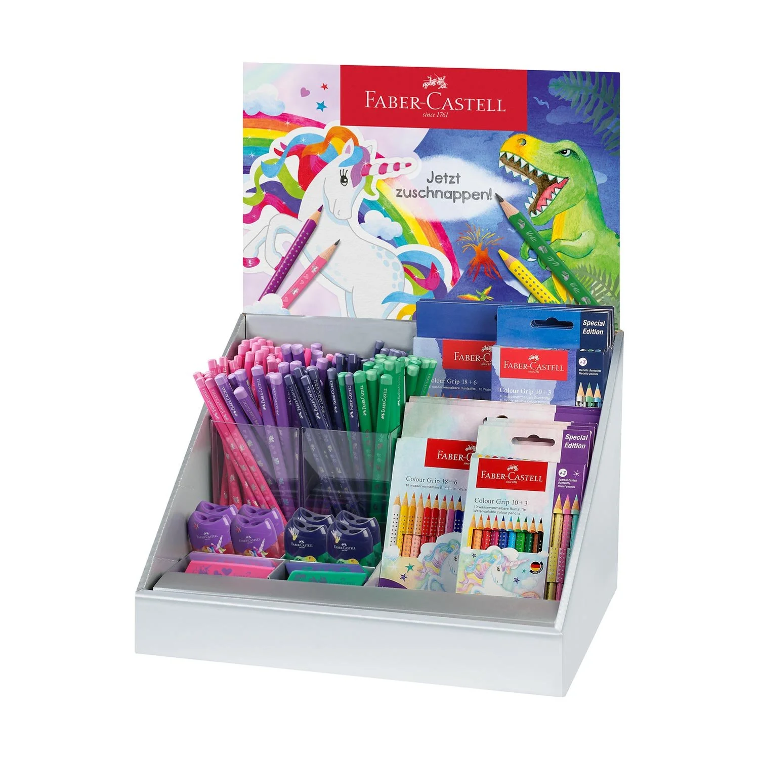 Faber-Castell Дисплей Family, с микс продукти еднорог и динозавър