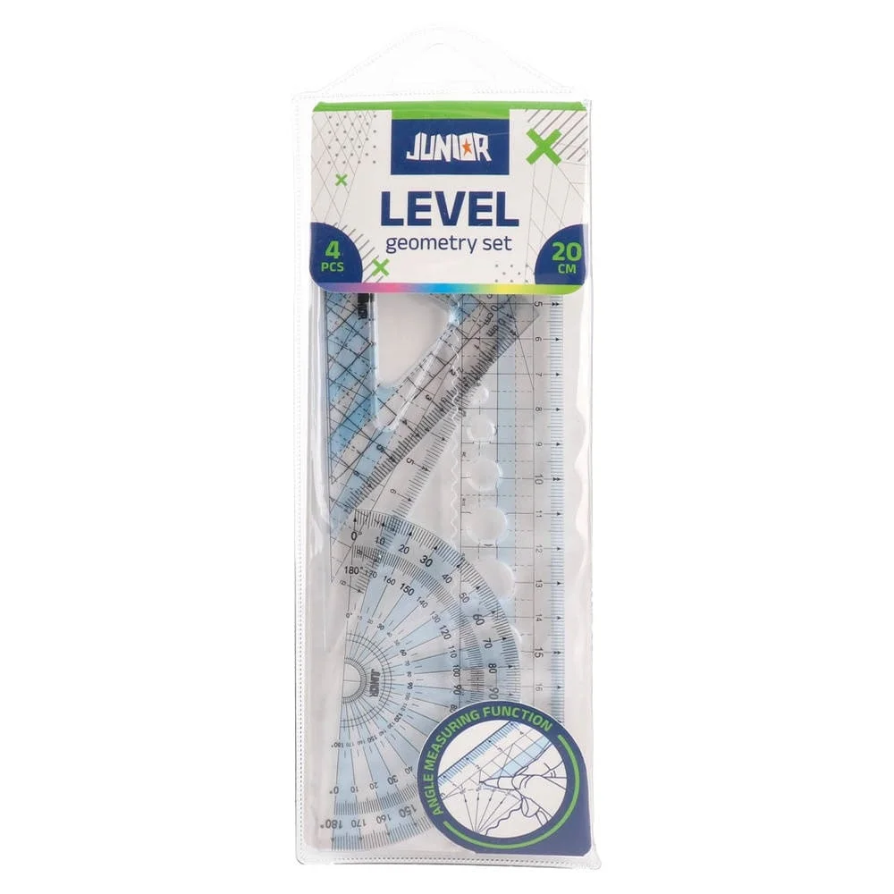 Чертожен комплект Junior Level, геометрия, 20 cm, 4 части