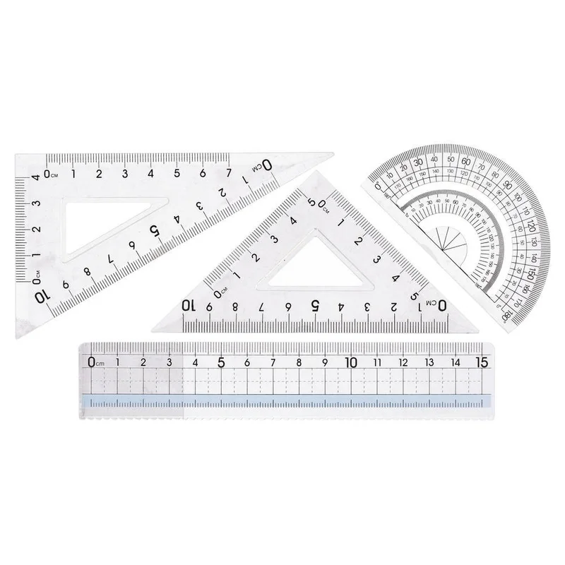 Чертожен комплект Junior Slide Rule, прозрачен, 15 cm, 4 части