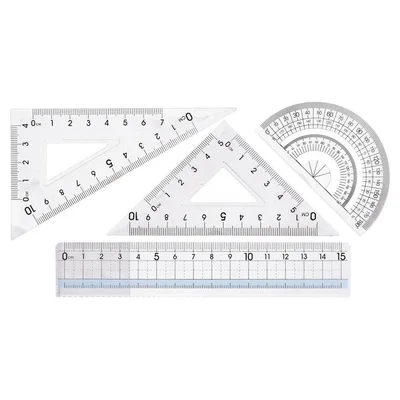 Чертожен комплект Junior Slide Rule, прозрачен, 15 cm, 4 части