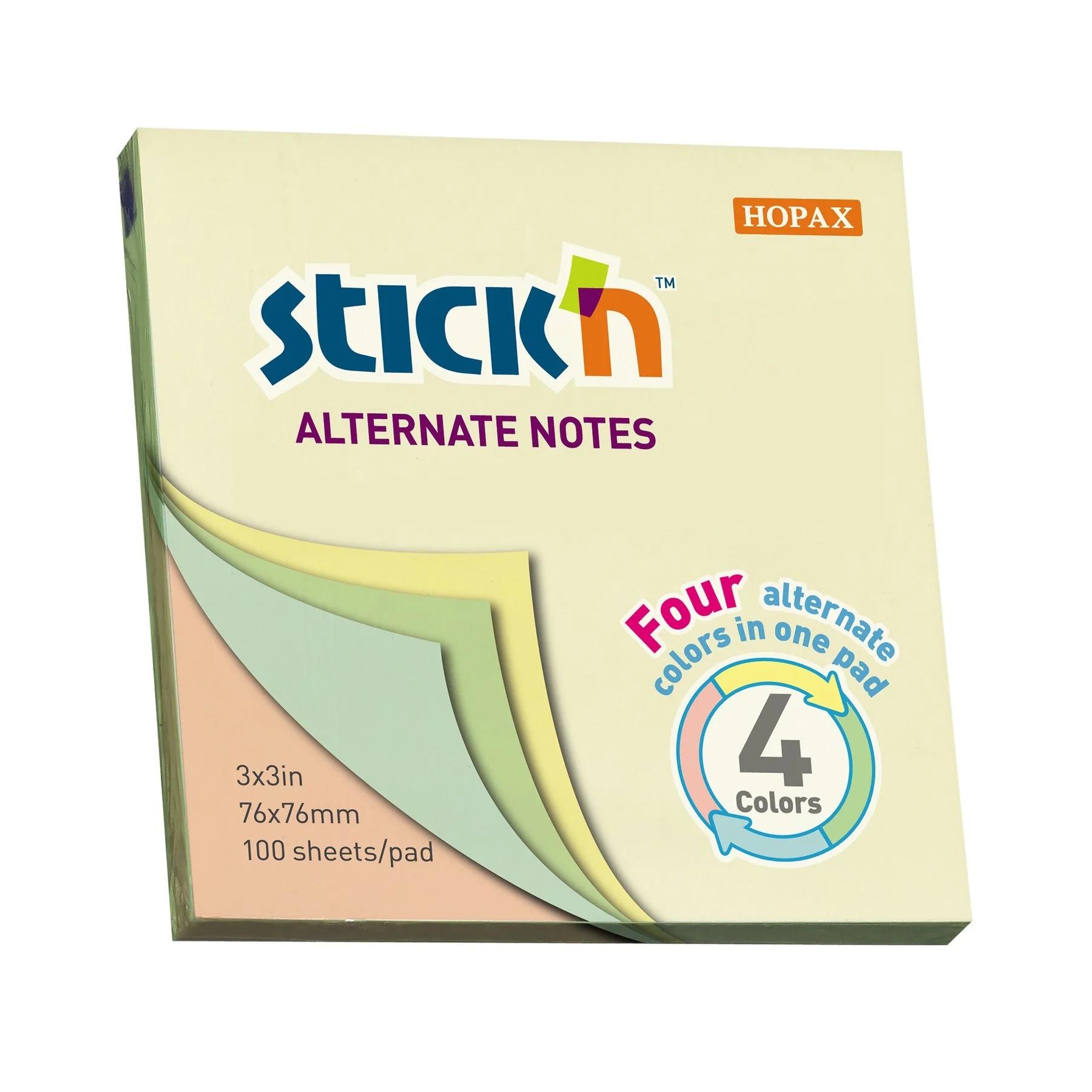 Stick'n Самозалепващи се листчета Alternate, 76 x 76 mm, пастелни, 100 листа