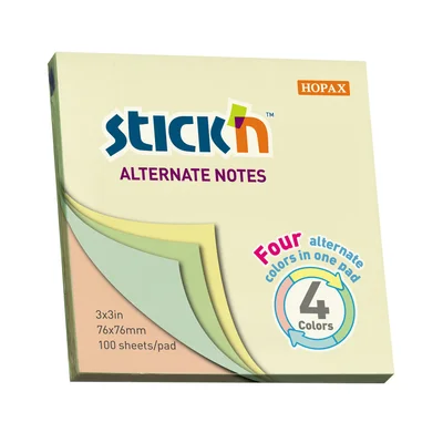 Stick'n Самозалепващи се листчета Alternate, 76 x 76 mm, пастелни, 100 листа