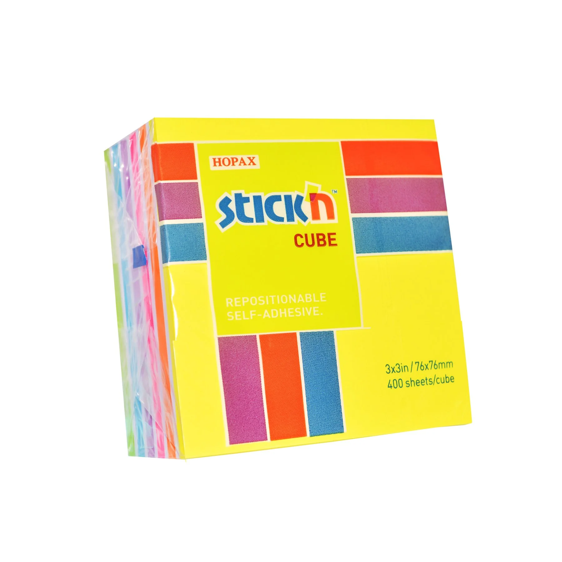 Stick'n Самозалепващи се листчета Rainbow, 76 x 76 mm, неонови, 400 листа