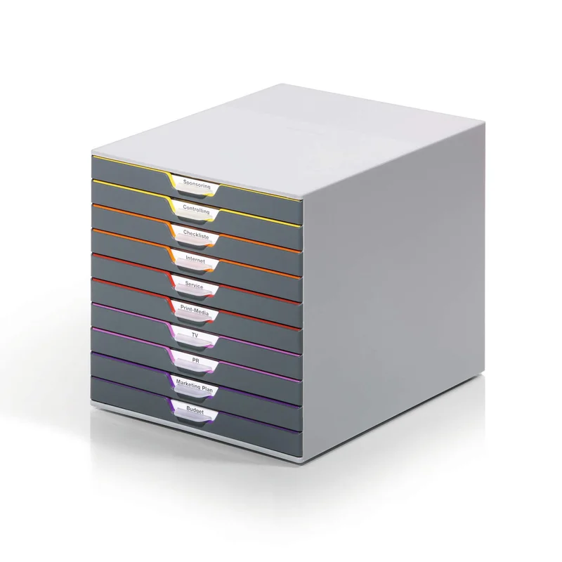 Durable Бокс за документи Varicolor, с 10 чекмеджета, сив