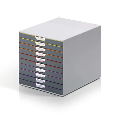 Durable Бокс за документи Varicolor, с 10 чекмеджета, сив