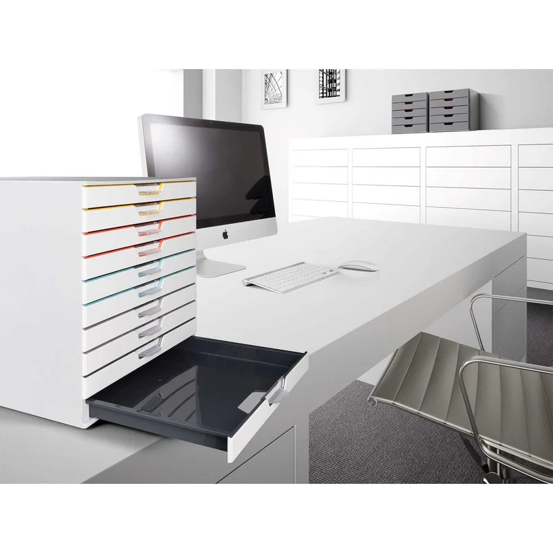 Durable Бокс за документи Varicolor, с 10 чекмеджета ,бял