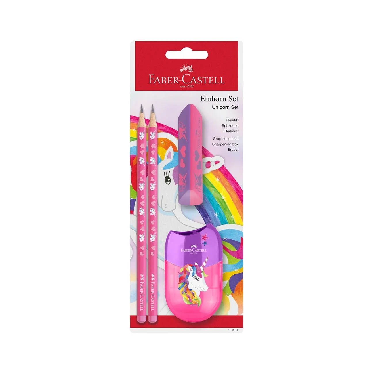 Faber-Castell Молив Еднорог, 2 броя, с гума и острилка