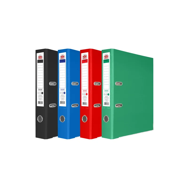 Top Office Класьор, 5 cm, PP, с метален кант, несглобен, черен, 50 броя