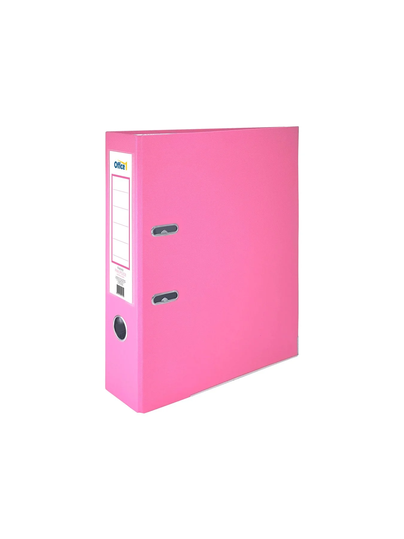 Office 1 Класьор, 8 cm, PP, с метален кант, несглобен, розов, 50 броя