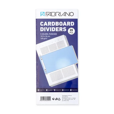Fabriano Разделител, хоризонтален, картонен, 160 g/m2, 5 цвята, 25 броя