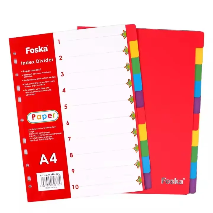 Foska Разделител, картонен, 180 g/m2, 10 цвята