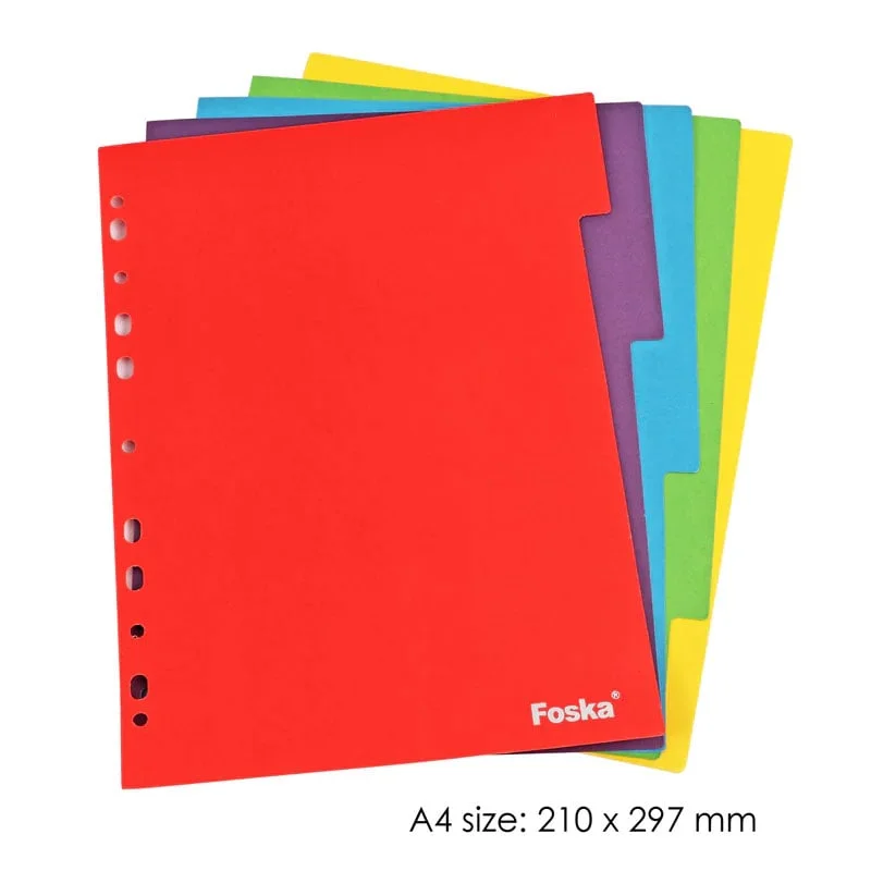 Foska Разделител, картонен, 180 g/m2, 5 цвята