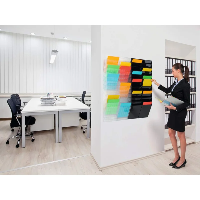 Durable Поставка за стена Flexiboxx, вертикална, 12 x A4, прозрачна