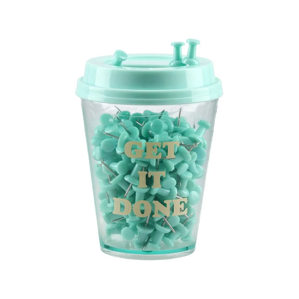 Пинчета за коркова дъска Biro Time Malachite, в чаша, мента, 150 броя