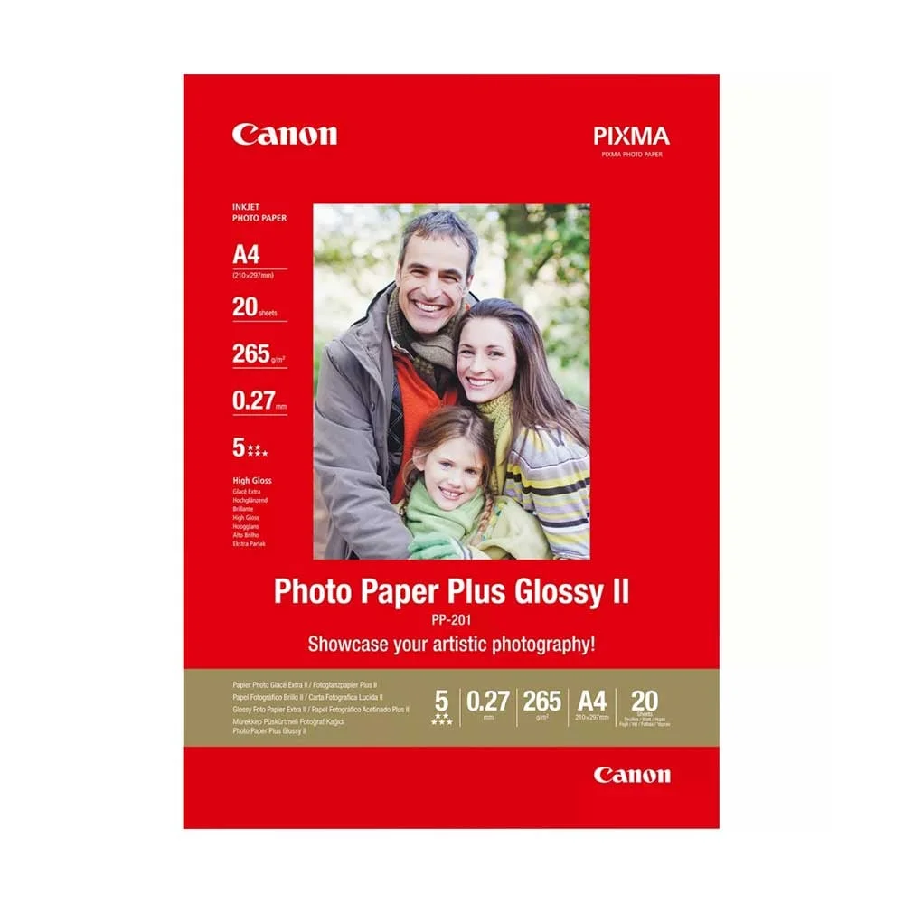 Canon Фото хартия Plus Glossy II PP-201, 265 g/m2, A4, 20 листа