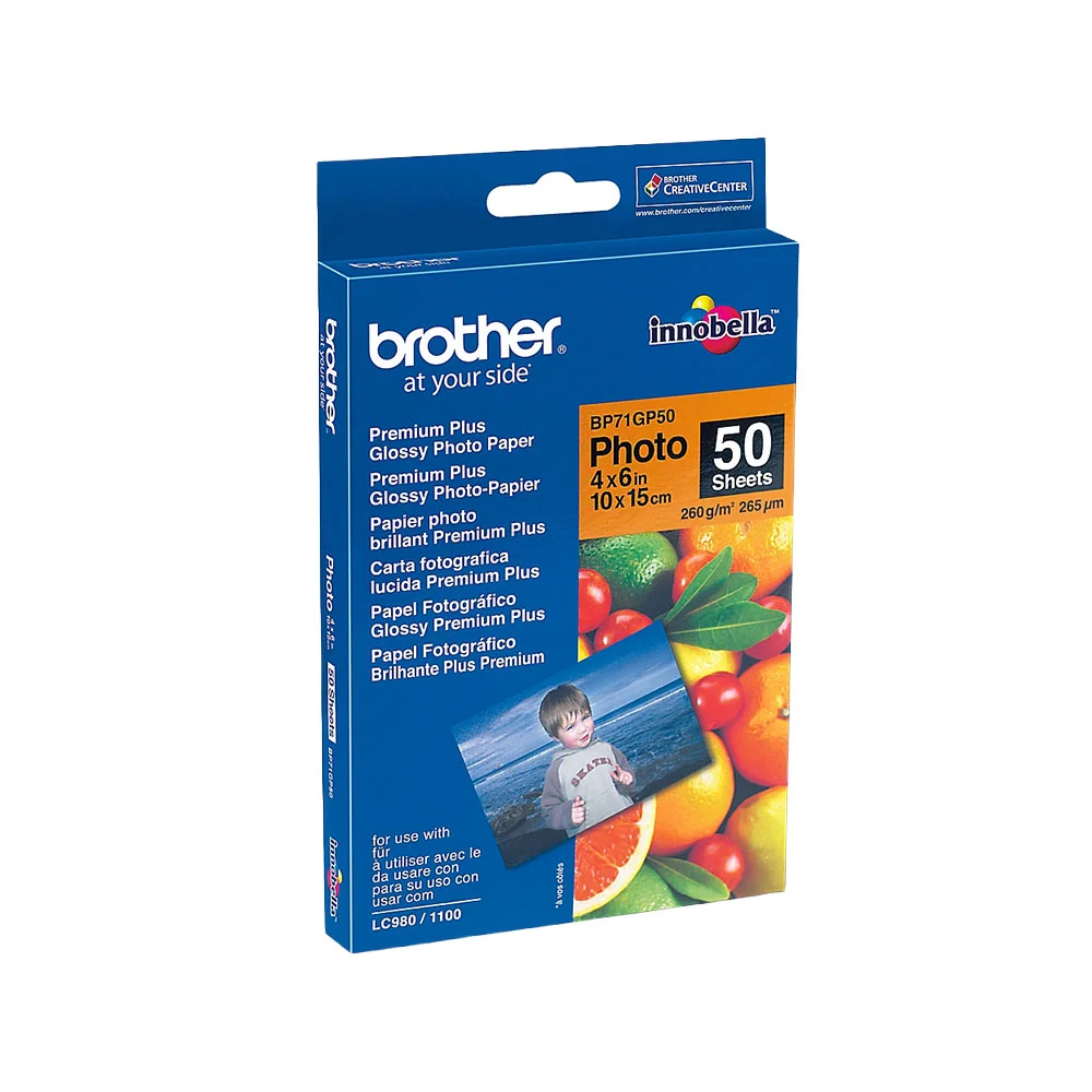 Brother Фото хартия Glossy BP71GP50, A6, 10 x 15 cm, 260 g/m2, 50 листа
