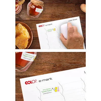 Самозалепващи се етикети Colop E-Mark, 48 х 18 mm, заоблени ъгли, 10 листа