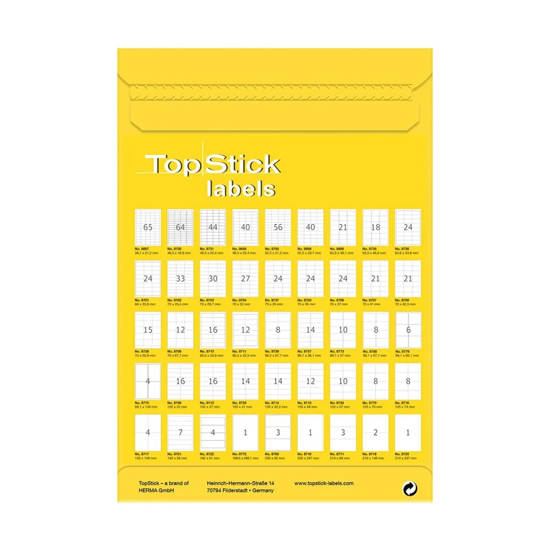 Top Stick Самозалепващи се етикети, A4, 105 х 57 mm, 10 броя, 100 листа