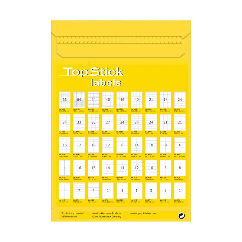Top Stick Самозалепващи се етикети, A4, 17.8 х 10 mm, 270 броя, 100 листа
