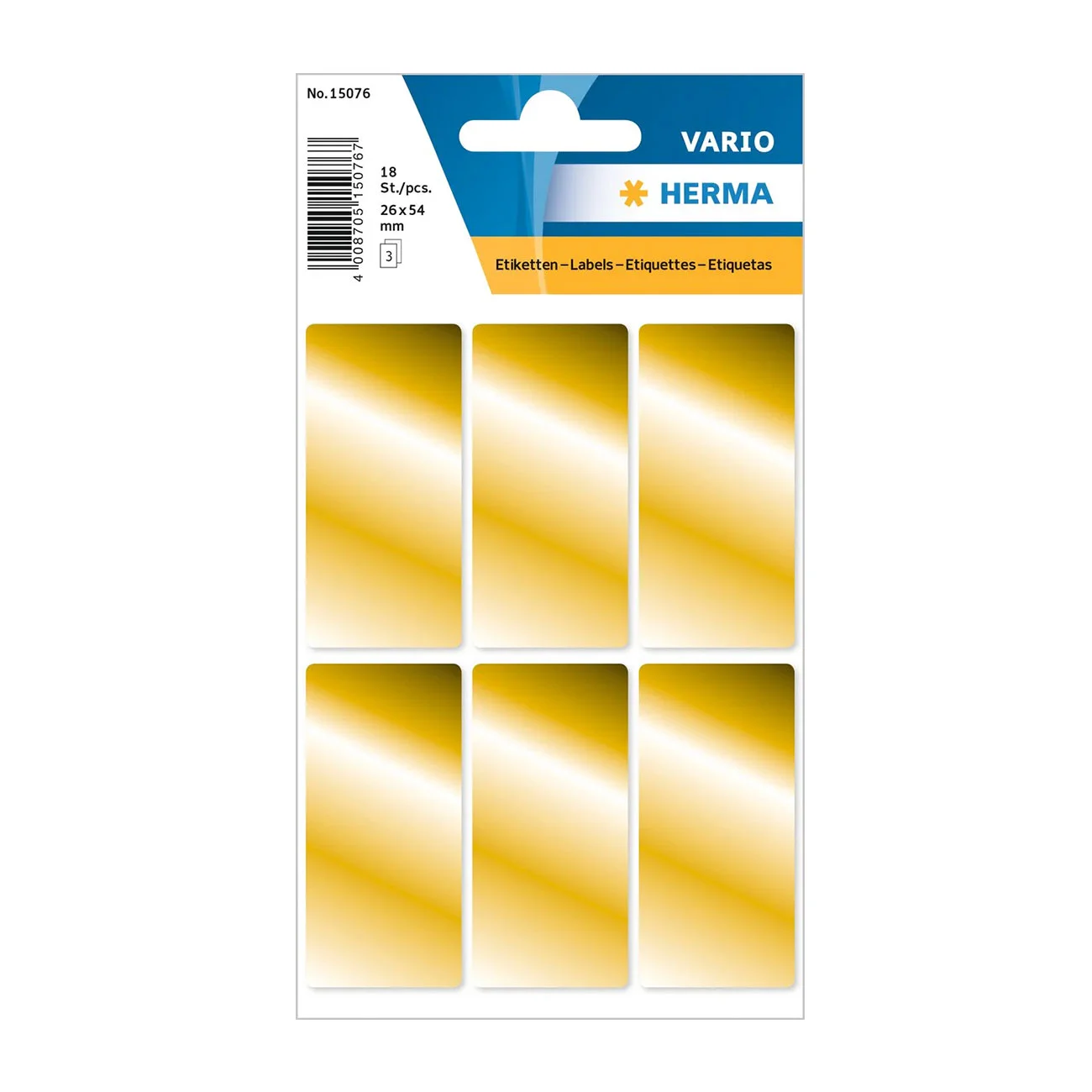 Herma Самозалепващи се етикети, 26 х 54 mm, златисти, 18 броя в опаковка