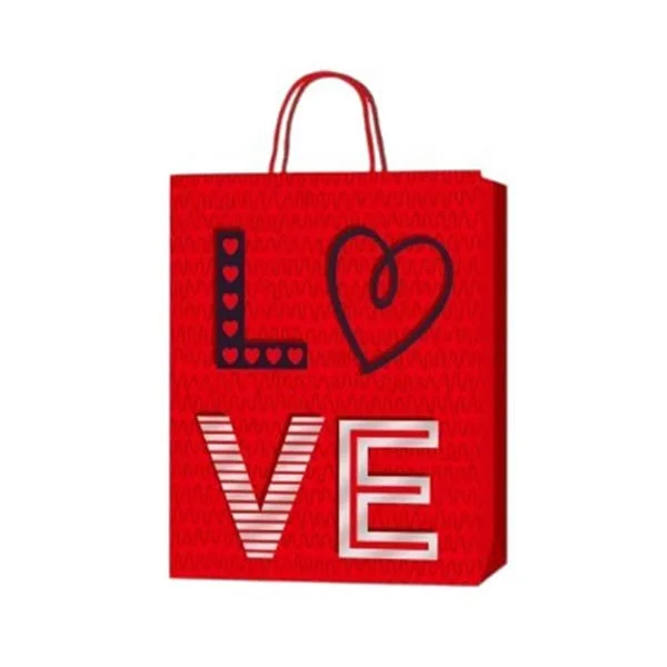 Подаръчна торбичка Love, 18 х 23 х 8 cm, червена