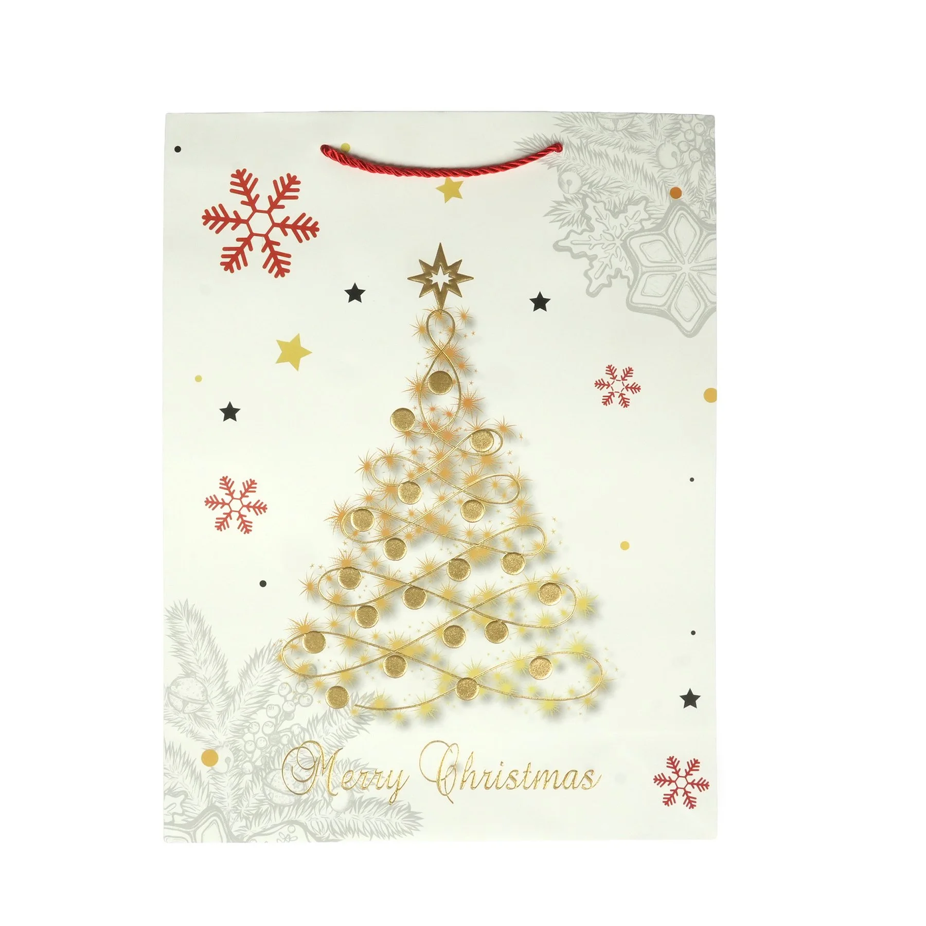 Подаръчна торбичка Merry Christmas - Елха, коледна, 30 х 40 х 12 cm