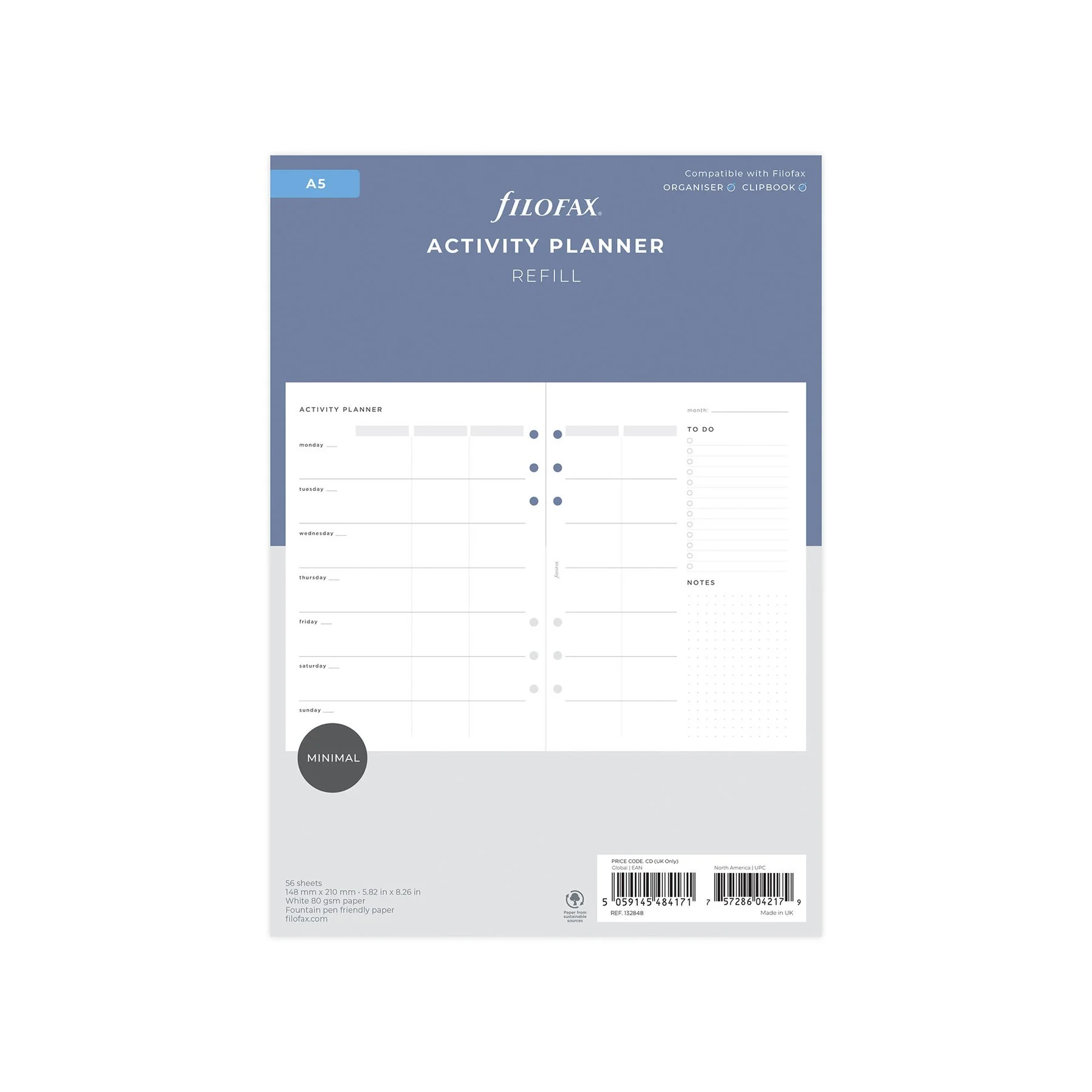Filofax Пълнител за органайзер - Седмичен планер, A5