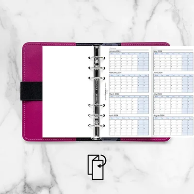 Filofax Пълнител за органайзер, А5, за 2024-2027 година, 4 години на страница в разгъвка