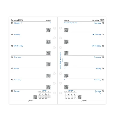 Filofax Пълнител за органайзер Classic, Personal, за 2025 година, 1 седмица на страница