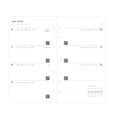 Filofax Пълнител за органайзер, Personal, за 2025 година, 1 седмица на 2 страници