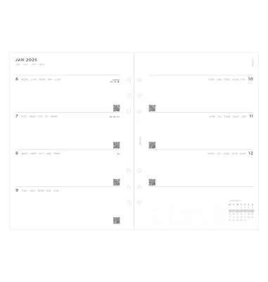 Filofax Пълнител за органайзер, A5, за 2025 година, 1 седмица на 2 страници