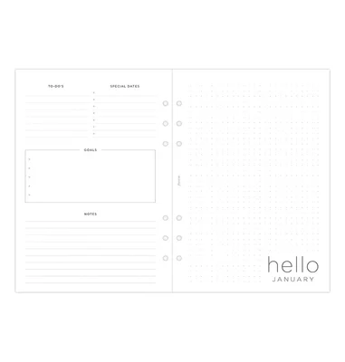 Filofax Пълнител за органайзер, A5, за 2025 година, 1 седмица на 2 страници