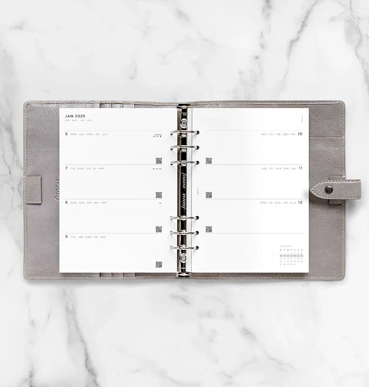 Filofax Пълнител за органайзер, A5, за 2025 година, 1 седмица на 2 страници
