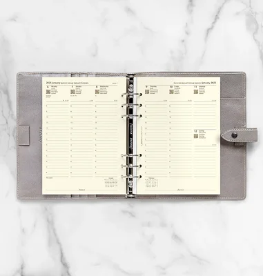 Filofax Пълнител за органайзер, A5, за 2025 година, 1 седмица на 2 страници, кремав