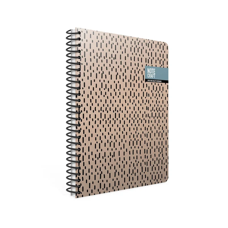Gipta Тетрадка Notecraft, 17 х 24 cm, кремава хартия, широки редове, твърда корица, със спирала, 120 листа