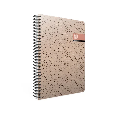 Gipta Тетрадка Notecraft, 17 х 24 cm, кремава хартия, широки редове, твърда корица, със спирала, 120 листа