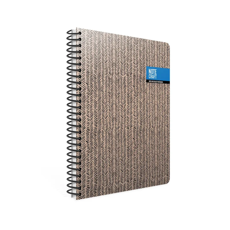 Gipta Тетрадка Notecraft, 17 х 24 cm, кремава хартия, широки редове, твърда корица, със спирала, 120 листа