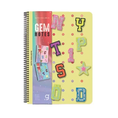 Gipta Тетрадка Gem Notes, A4, бяла хартия, на квадратчета, PP корица, със спирала, 80 листа