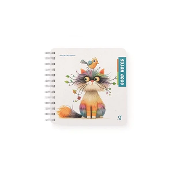 Gipta Тетрадка Good Notes, 16 x 16 cm, кремава хартия, широки редове, твърда корица, със спирала, 80 листа