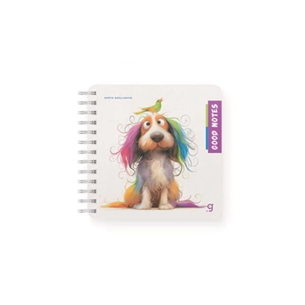 Gipta Тетрадка Good Notes, 16 x 16 cm, кремава хартия, широки редове, твърда корица, със спирала, 80 листа