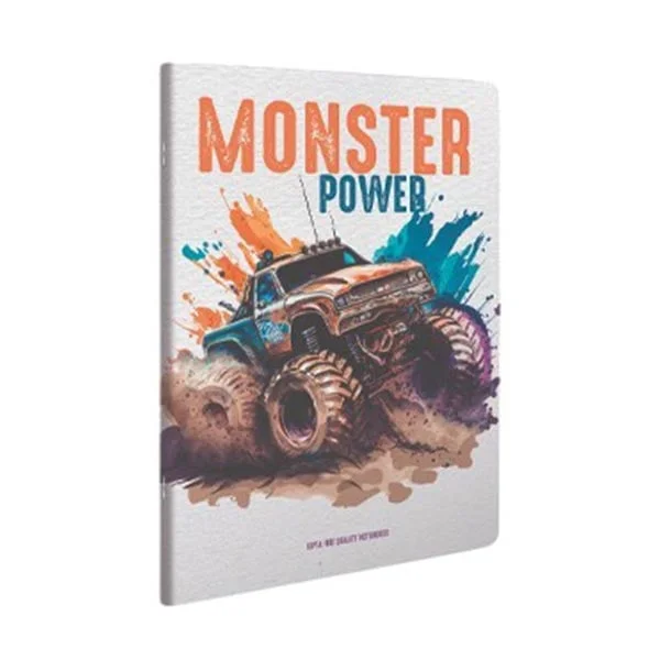 Gipta Тетрадка Monster, A4, бяла хартия, широки редове, картонена корица, 60 листа