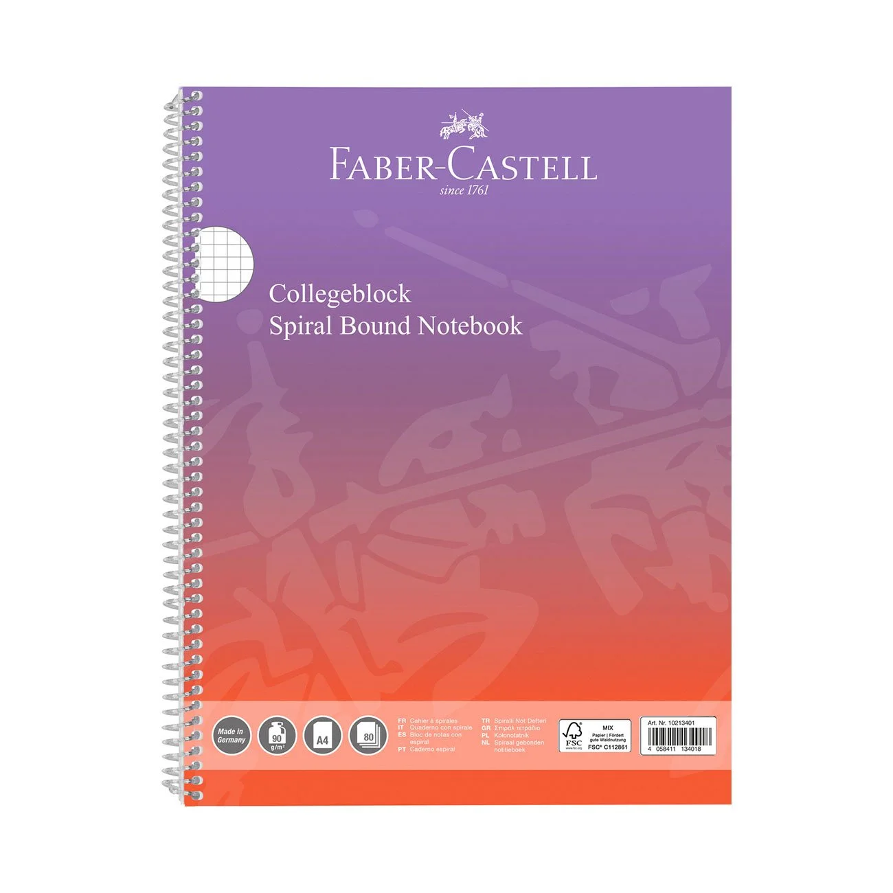 Faber-Castell Тетрадка, А4, квадратчета, Punchy melon, със спирала, 80 листа