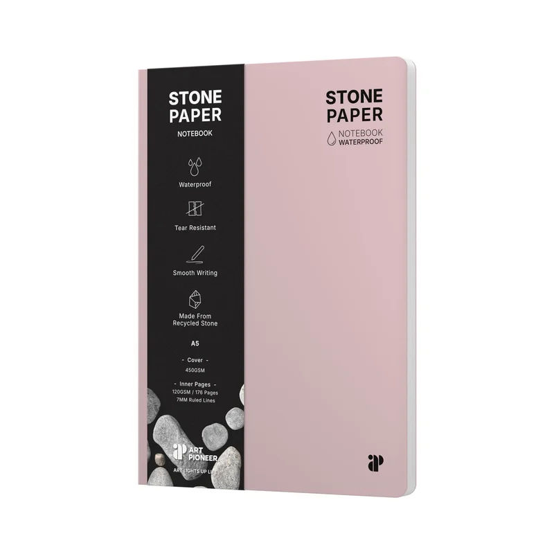 Art Pioneer Тетрадка Stone Paper, A5, твърда корица, 88 листа, розова