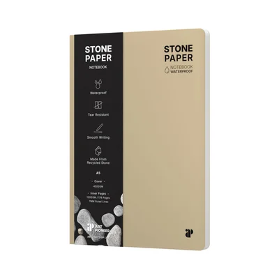 Art Pioneer Тетрадка Stone Paper, A5, твърда корица, 88 листа, бежова