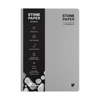 Art Pioneer Тетрадка Stone Paper, A5, твърда корица, 88 листа, сива