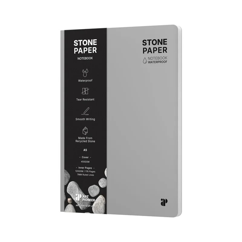 Art Pioneer Тетрадка Stone Paper, A5, твърда корица, 88 листа, сива