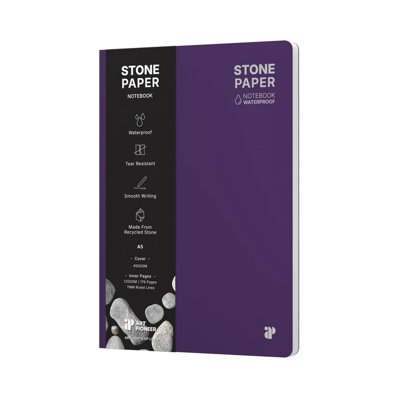 Art Pioneer Тетрадка Stone Paper, A5, твърда корица, 88 листа, лилава